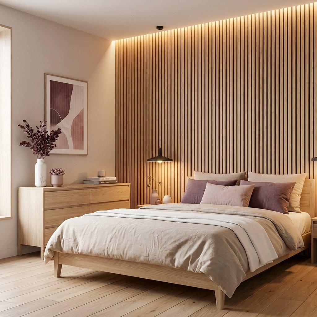 Veneered Slat Wall Panels — 270 × 110 cm (106 × 43 in) — Natural