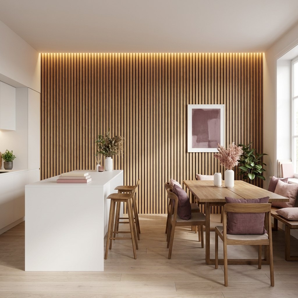 Veneered Slat Wall Panels — 270 × 110 cm (106 × 43 in) — Oak