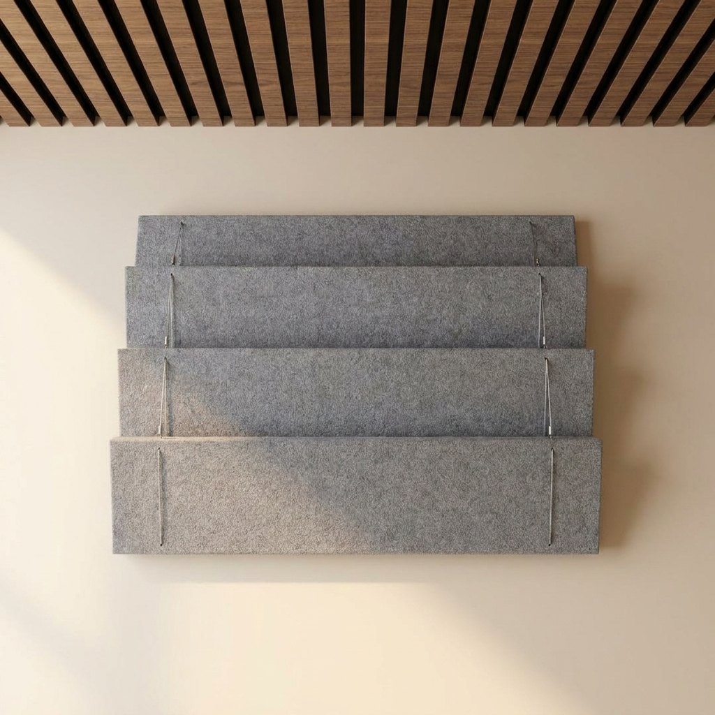 Hanging Felt Ceiling Panels 120 × 30 cm — Set of 4