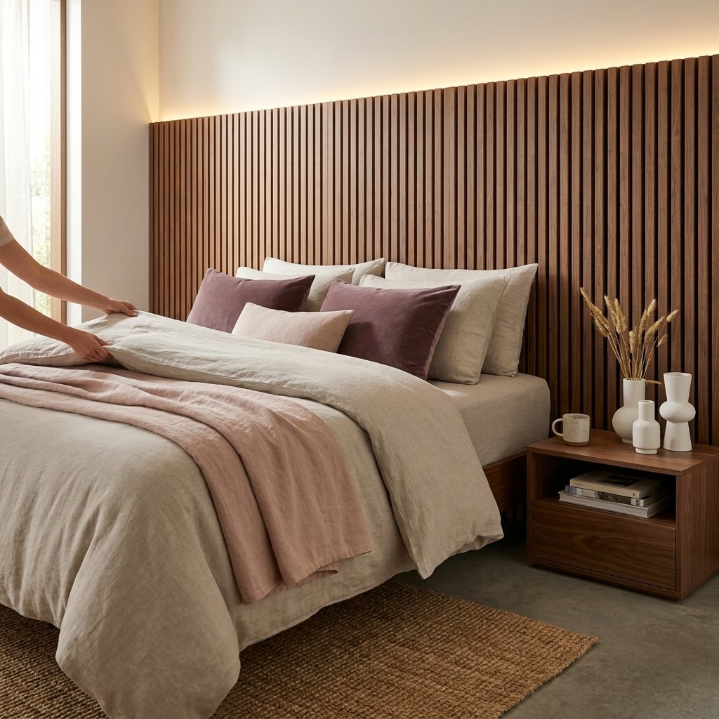 Wall-Hung Slat Headboard — 160 × 120 cm