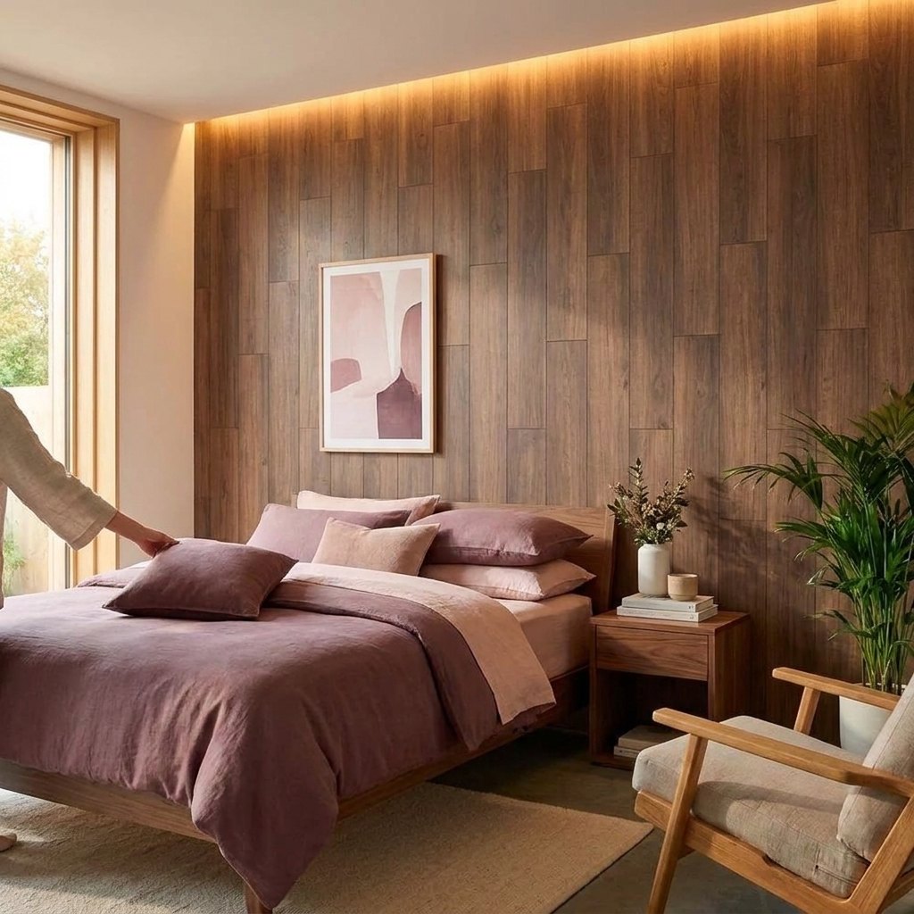 Self-Adhesive Wood-Look Wall Planks — One Box