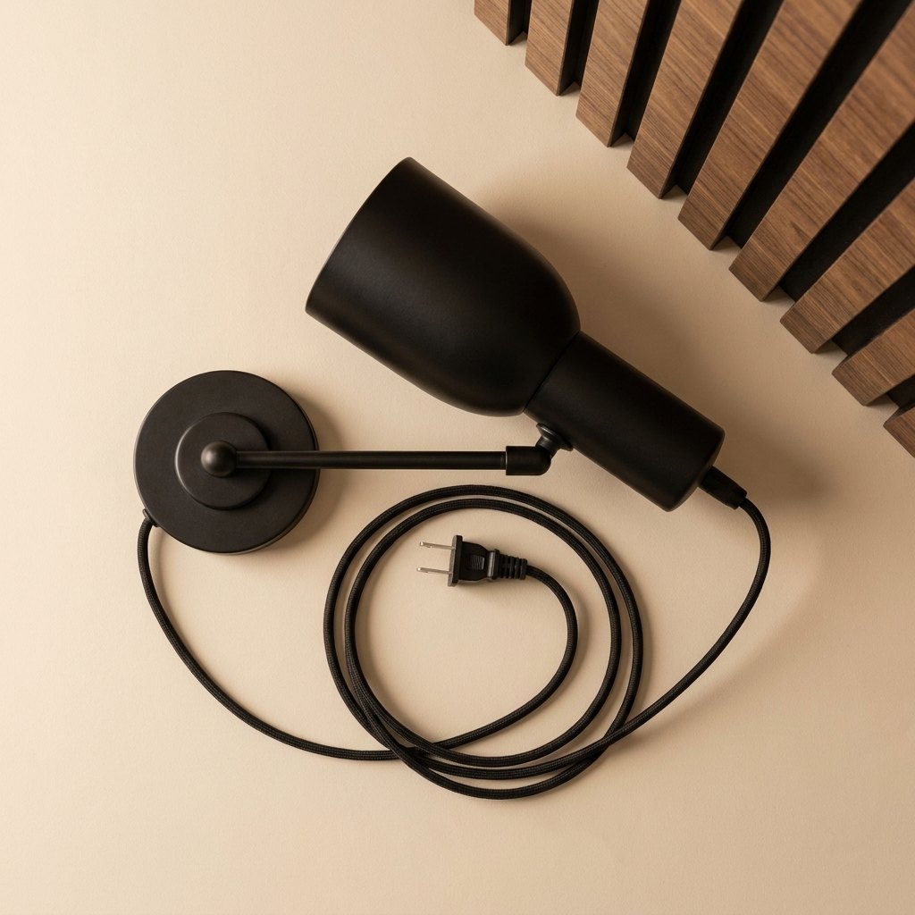Fabric-Cord Plug-In Wall Light
