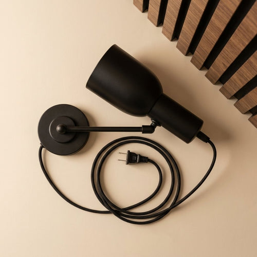 Fabric-Cord Plug-In Wall Light