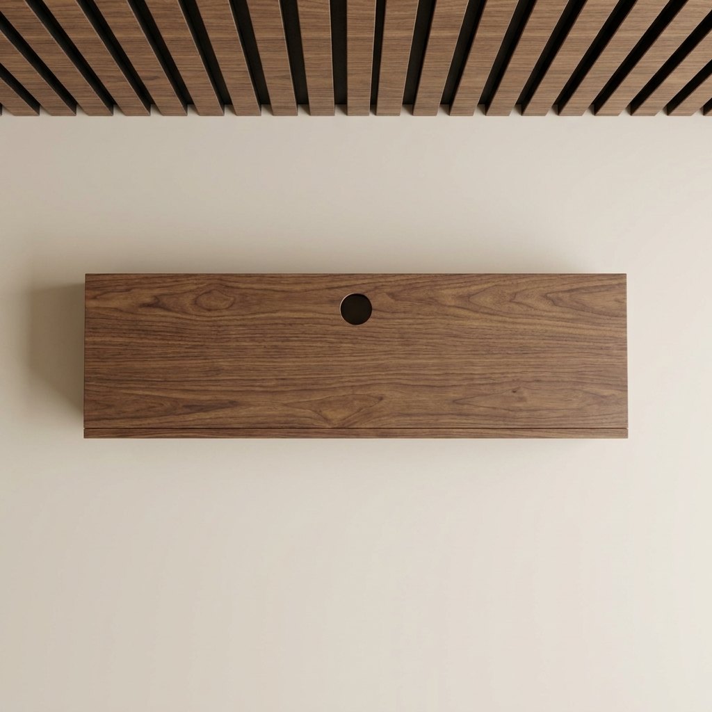 Wall-Mounted Media Shelf with Cord Opening — 120 cm