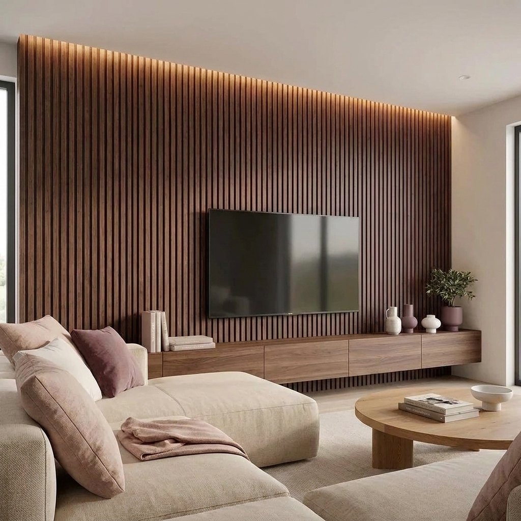 Wall-Mounted Media Shelf with Cord Opening — 120 cm